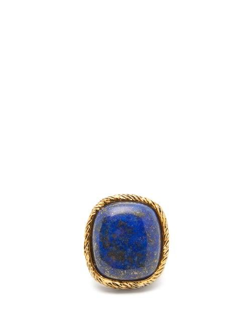 Matchesfashion.com Aurlie Bidermann - Miki Lapis And 18kt Gold-plated Brass Ring - Womens - Blue Gold