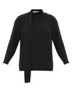Valentino - Scarf-neck Wool-blend Sweater - Womens - Black