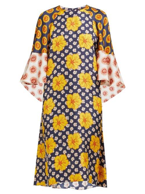 Matchesfashion.com Biyan - Athea Hibiscus Print Silk Dress - Womens - Yellow Multi