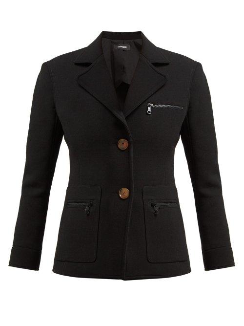 Matchesfashion.com Kwaidan Editions - Single Breasted Wool Blend Crepe Blazer - Womens - Black