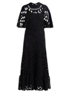 Matchesfashion.com Valentino - Sangallo Lace Tie Back Maxi Dress - Womens - Black