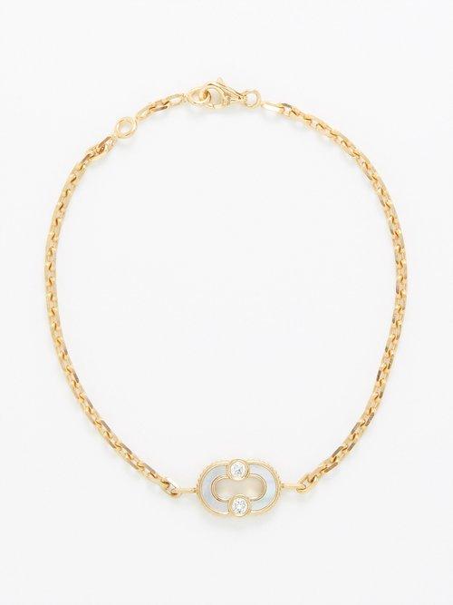 Viltier - Magnetic Reverso Pearl, Bulls-eye & Gold Bracelet - Mens - Yellow Gold