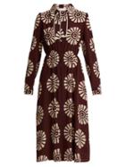 Matchesfashion.com Valentino - Medallion Print Silk Dress - Womens - Burgundy Print