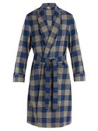 Matchesfashion.com Gucci - Woven Check Wool Blend Coat - Mens - Blue