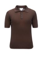 Matchesfashion.com Bottega Veneta - Knitted Technical-mesh Polo Shirt - Mens - Brown