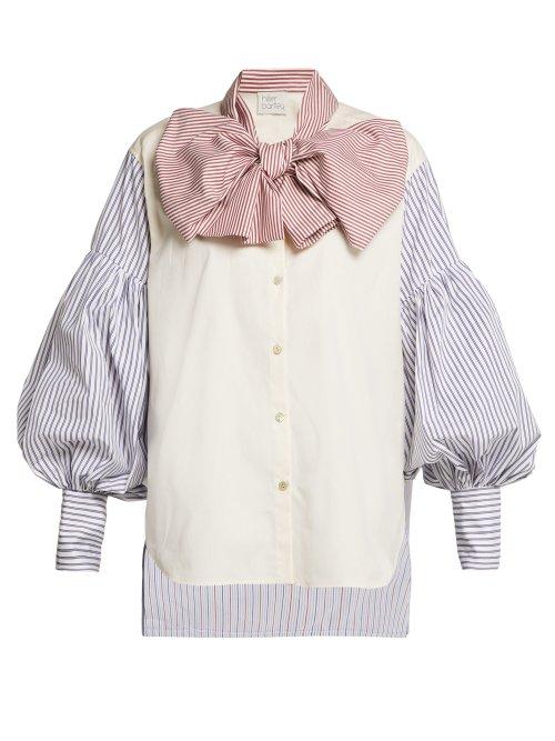 Matchesfashion.com Hillier Bartley - New Romantic Pinstripe Cotton Shirt - Womens - Blue Multi