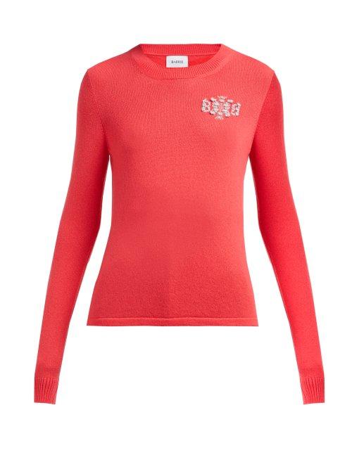 Matchesfashion.com Barrie - Thistle League Boucl Intarsia Cashmere Sweater - Womens - Pink Multi