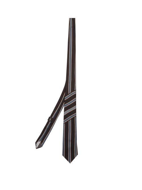 Matchesfashion.com Fendi - Striped Silk Tie - Mens - Brown Multi