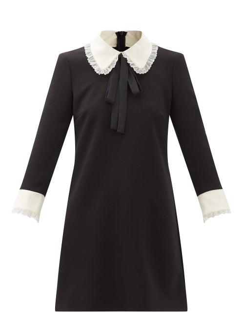 Matchesfashion.com Redvalentino - Peter Pan-collar Crepe De Chine Dress - Womens - Black
