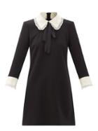 Matchesfashion.com Redvalentino - Peter Pan-collar Crepe De Chine Dress - Womens - Black