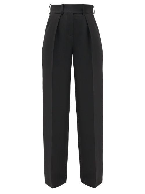 Matchesfashion.com Alexandre Vauthier - Side-stripe Wool-crepe Wide-leg Trousers - Womens - Black
