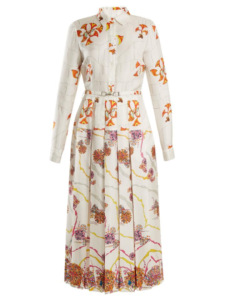 Gabriela Hearst Rosa Spread-collar Psychedelic-print Silk Dress