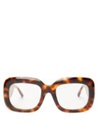 Matchesfashion.com Linda Farrow - Square Tortoiseshell Effect Acetate Glasses - Womens - Tortoiseshell