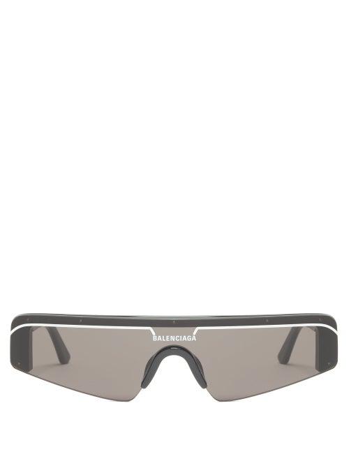 Matchesfashion.com Balenciaga - Ski Flat-top Rectangle Acetate Sunglasses - Mens - Black