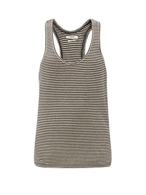 Matchesfashion.com Isabel Marant Toile - Avien Striped Scoop-neck Cotton-linen Tank Top - Womens - Cream