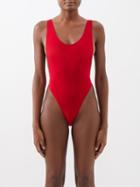 Norma Kamali - Marissa Scoop-neck High-leg Swimsuit - Womens - Dark Red