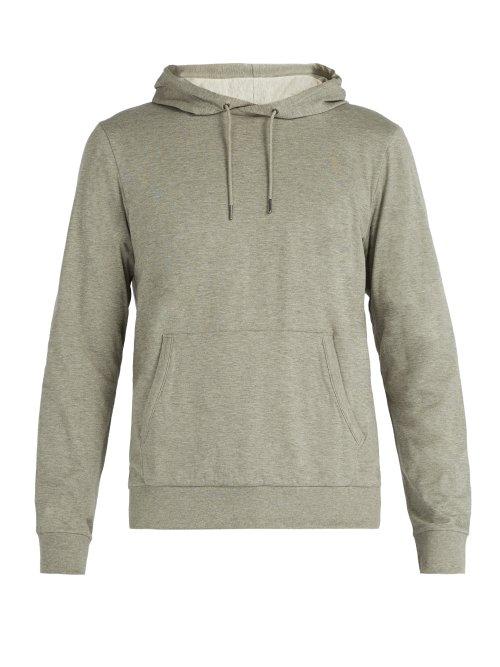 Matchesfashion.com Ralph Lauren Purple Label - Logo Embroidered Hooded Cotton Sweatshirt - Mens - Grey