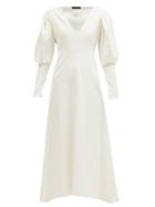 Matchesfashion.com Isabel Marant - Silabi Puff-sleeve Crepe Midi Dress - Womens - White