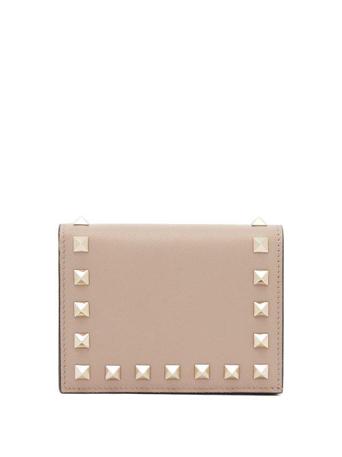 Matchesfashion.com Valentino - Rockstud Leather Wallet - Womens - Nude