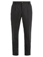 Matchesfashion.com De Bonne Facture - Pleated Front Tapered Leg Wool Trousers - Mens - Charcoal