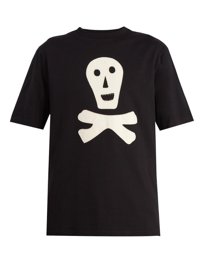 Loewe Skull And Cross-bones Appliqu Cotton T-shirt