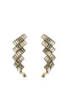 Matchesfashion.com Balenciaga - Baguette Crystal Curved Earrings - Womens - Crystal