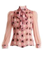 Matchesfashion.com Edeltrud Hofmann - Pussy Bow Polka Dot Silk Blouse - Womens - Pink Print
