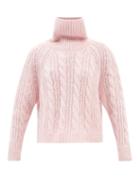 Cecilie Bahnsen - Grayson Cabled Mohair-blend Roll-neck Sweater - Womens - Light Pink