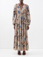 Ulla Johnson - Linnea V-neck Orchid-print Silk Maxi Dress - Womens - White Multi