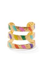 Sylvia Toledano - Bianca Triple-band Enamelled Cuff - Womens - Gold Multi