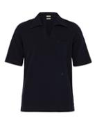 Matchesfashion.com Massimo Alba - Notched Neck Cotton Blend Jersey Polo Shirt - Mens - Navy
