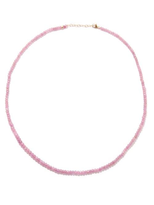 Jia Jia - Oracle Sapphire & 14kt Gold Beaded Necklace - Womens - Pink