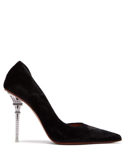 Matchesfashion.com Vetements - Eiffel Tower Velvet D'orsay Pumps - Womens - Black