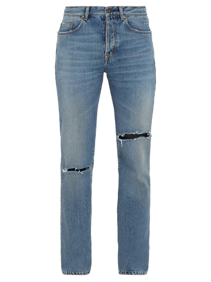 Saint Laurent Logo-embroidered Slim-fit Jeans