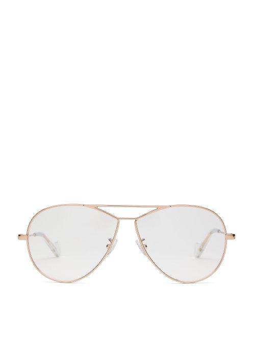 Matchesfashion.com Loewe - Teardrop Aviator Glasses - Womens - Rose Gold