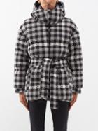 Perfect Moment Ski - Houndstooth-jacquard Hooded Down Ski Jacket - Womens - Black White