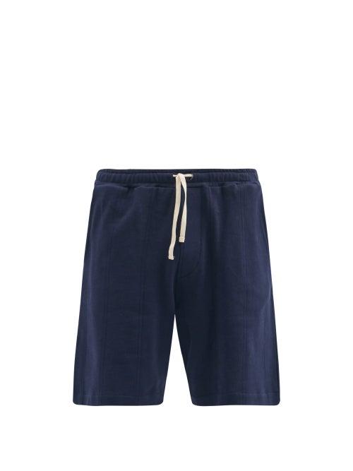 Matchesfashion.com Oliver Spencer - Weston Striped Organic-cotton Jersey Shorts - Mens - Navy