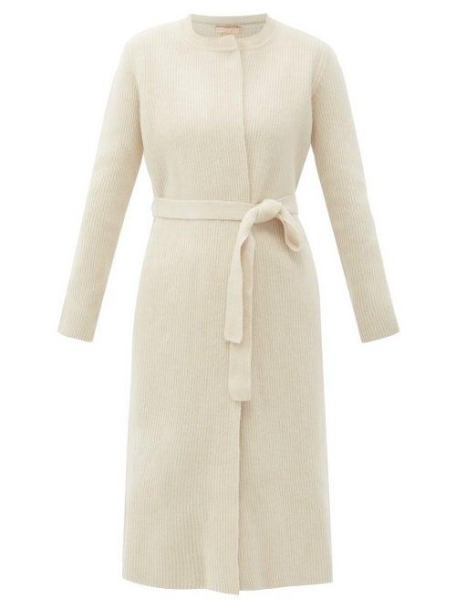 Matchesfashion.com Brock Collection - Razzo Ribbed Wool-blend Cardigan - Womens - Light Beige