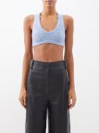 Khaite - Gioca Scoop-neck Ribbed Cashmere-blend Cropped Top - Womens - Light Blue