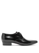 Matchesfashion.com Saint Laurent - Hopper Pointed Toe Leather Derby Shoes - Mens - Black