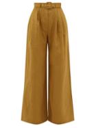 Matchesfashion.com Zimmermann - Wavelength Wide-legged Linen Trousers - Womens - Khaki