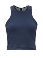 Matchesfashion.com The Upside - Sonia Diamond Jacquard Jersey Cropped Top - Womens - Navy