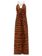 Matchesfashion.com Mara Hoffman - Lolita Tie-front Tiger-print Cotton Dress - Womens - Brown Print