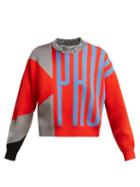 Matchesfashion.com Proenza Schouler Pswl - Cropped Logo Jacquard Sweater - Womens - Red Multi