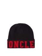 Matchesfashion.com Moncler - Logo Wool Blend Beanie Hat - Mens - Black Red