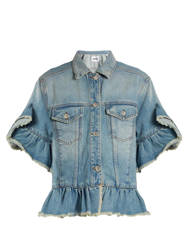 Msgm Ruffle-trimmed Denim Jacket