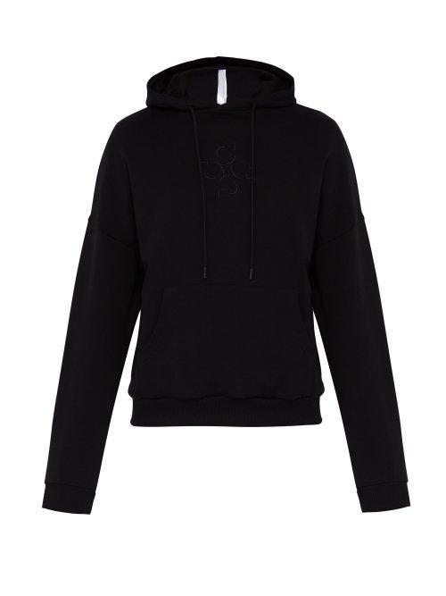 Matchesfashion.com Cottweiler - Lotus Print Hooded Cotton Sweatshirt - Mens - Black