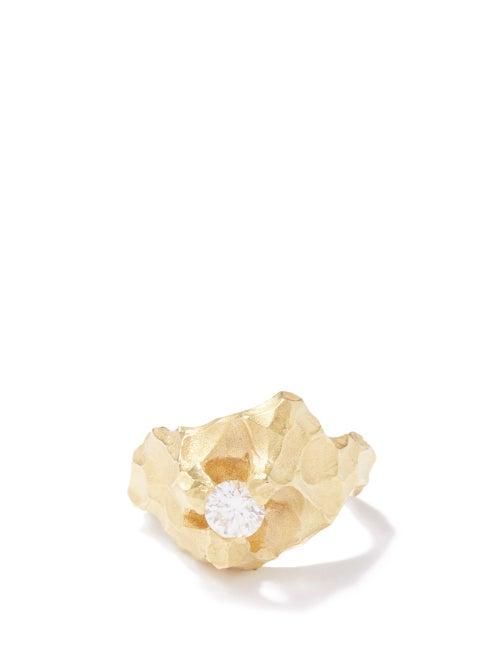Elhanati - Mountain Diamond & 18kt Gold Ring - Womens - Yellow Gold