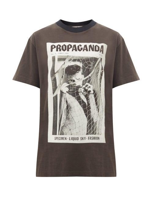 Matchesfashion.com Acne Studios - Erice Propaganda Magazine-print Cotton T-shirt - Womens - Black