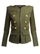 Matchesfashion.com Balmain - Collarless Cropped Jacket - Womens - Khaki